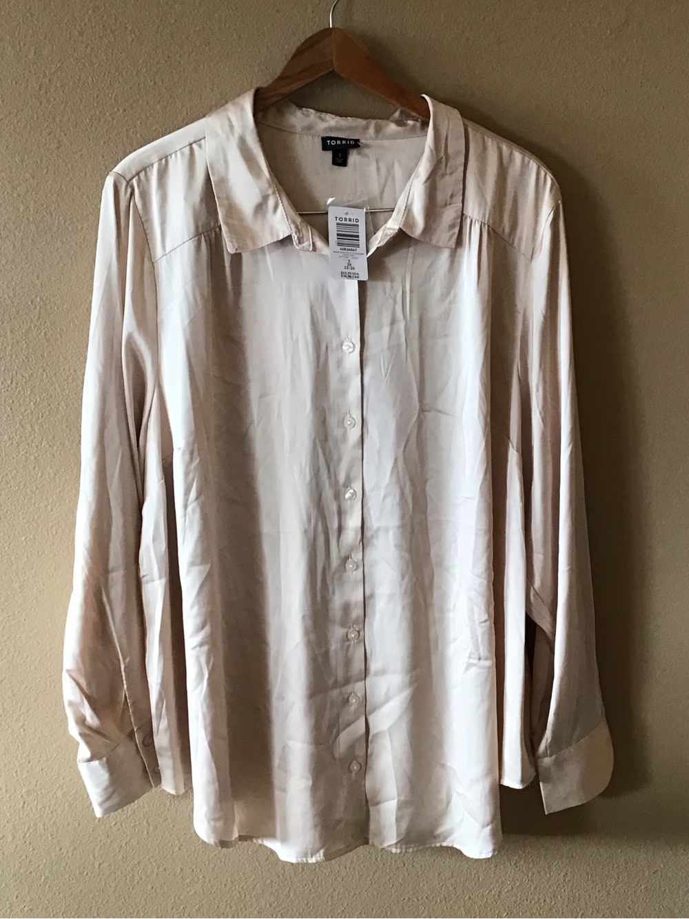 NWT Torrid Cream Colored Satin Dressy Blouse Size 3 (22-24)
